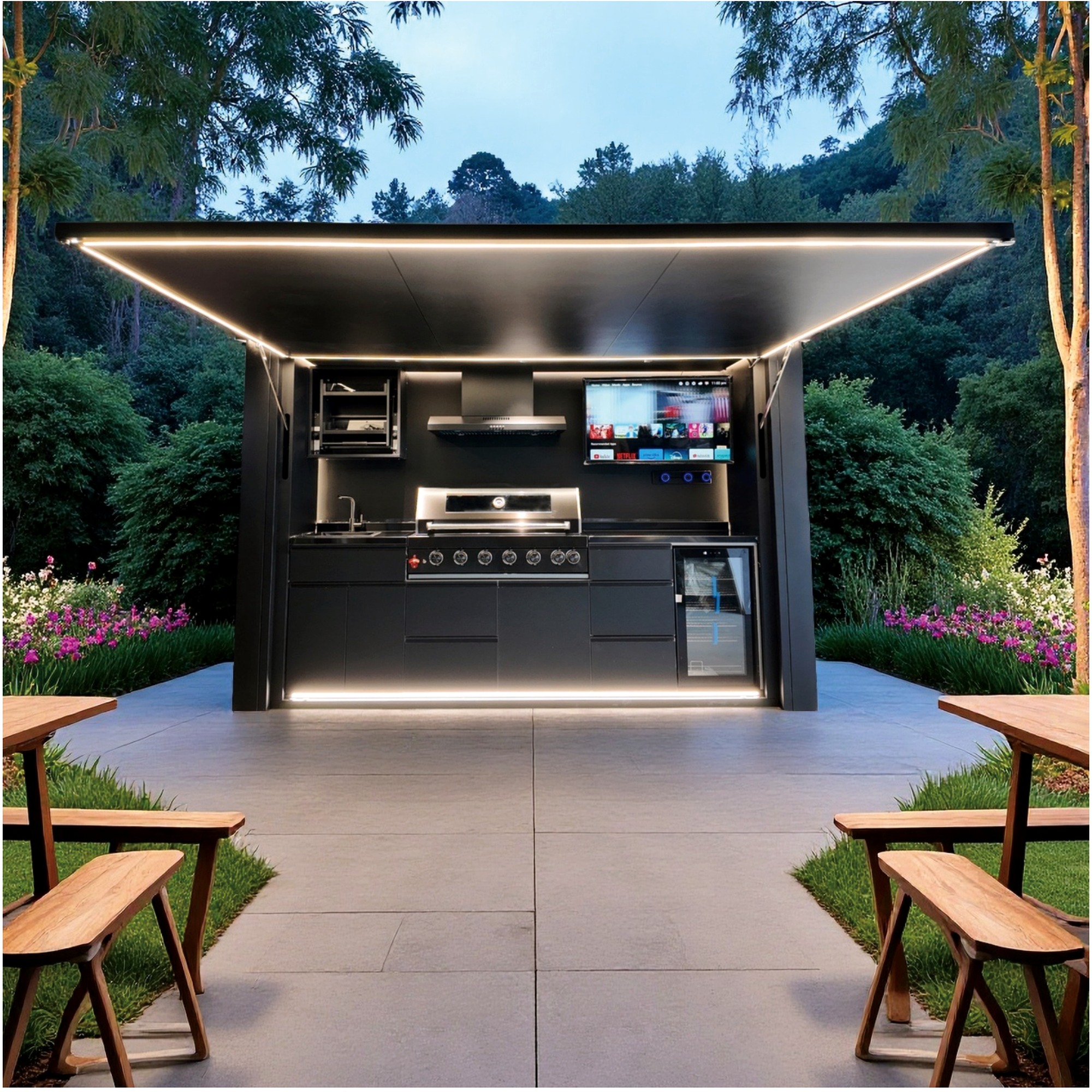 Resort and hospitality outdoor kitchen cabinet solution